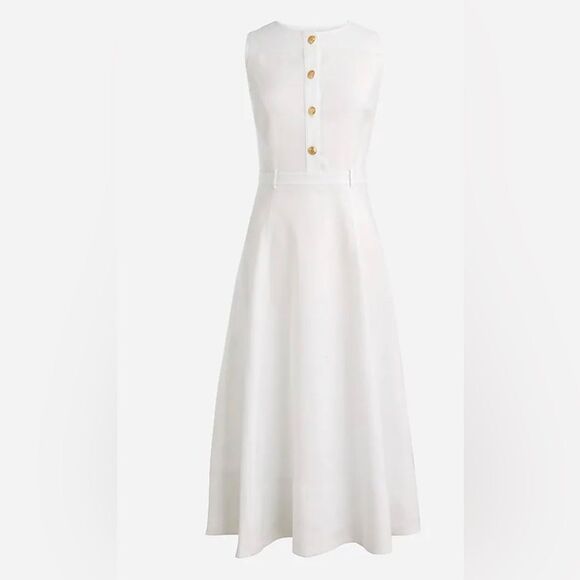 J.Crew Sleeveless midi dress in stretch linen blend NWT Size 8 - Picture 1 of 10